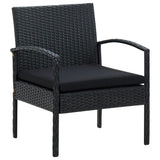 Garden Chair with Cushion Poly Rattan Black