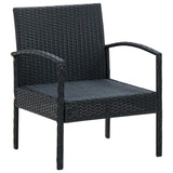 Garden Chair with Cushion Poly Rattan Black - Front View