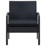 Garden Chair with Cushion Poly Rattan Black