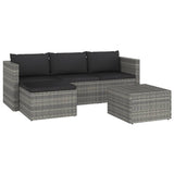 3 Piece Garden Lounge Set with Cushions Poly Rattan Grey