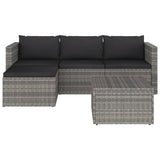 3 Piece Garden Lounge Set with Cushions Poly Rattan Grey - Side View