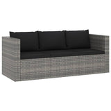3 Piece Garden Lounge Set with Cushions Poly Rattan Grey - Top-Down View