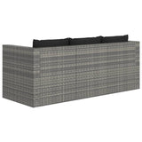 3 Piece Garden Lounge Set with Cushions Poly Rattan Grey - Rear View