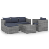 4 Piece Garden Lounge Set Poly Rattan Grey and Anthracite - Front View