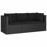 4 Piece Garden Lounge Set with Cushions Poly Rattan Black - Top-Down View