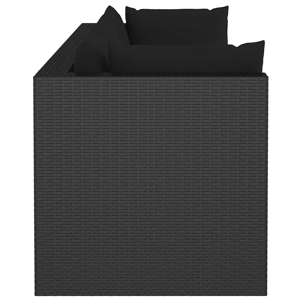 4 Piece Garden Lounge Set with Cushions Poly Rattan Black