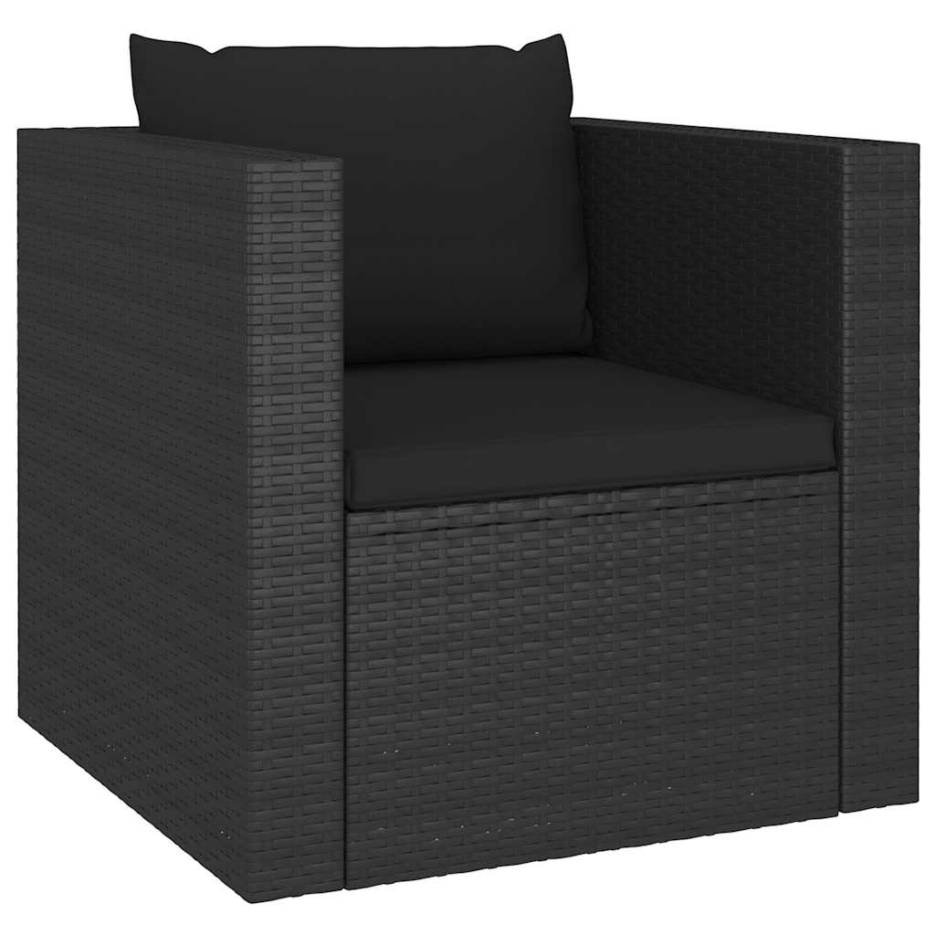 4 Piece Garden Lounge Set with Cushions Poly Rattan Black