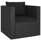 4 Piece Garden Lounge Set with Cushions Poly Rattan Black