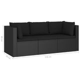 4 Piece Garden Lounge Set with Cushions Poly Rattan Black