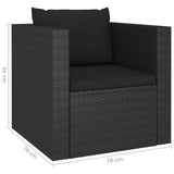 4 Piece Garden Lounge Set with Cushions Poly Rattan Black
