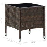 Garden Table Brown 40x40x45 cm Poly Rattan - 45-Degree Angle