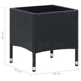 Garden Table Black 40x40x45 cm Poly Rattan - 45-Degree Angle