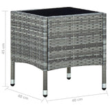 Garden Table Grey 40x40x45 cm Poly Rattan - 45-Degree Angle
