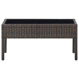 Garden Table Brown 75x40x37 cm Poly Rattan - Front View