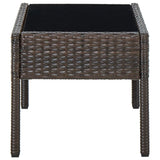 Garden Table Brown 75x40x37 cm Poly Rattan - Side View