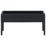 Garden Table Black 75x40x37 cm Poly Rattan - Front View
