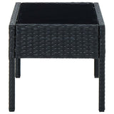 Garden Table Black 75x40x37 cm Poly Rattan - Side View