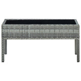 Garden Table Grey 75x40x37 cm Poly Rattan - Front View