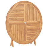 Folding Garden Table Diameter 120 cm Solid Teak Wood - Top-Down View