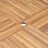 Folding Garden Table Diameter 120 cm Solid Teak Wood - Close-Up Angle