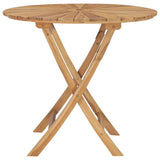 Folding Garden Table Ø 85 cm Solid Teak Wood - Side View