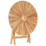 Folding Garden Table Ø 85 cm Solid Teak Wood - Top-Down View