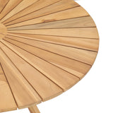 Folding Garden Table Ø 85 cm Solid Teak Wood - Close-Up Angle