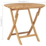 Folding Garden Table Ø 85 cm Solid Teak Wood - Low Angle