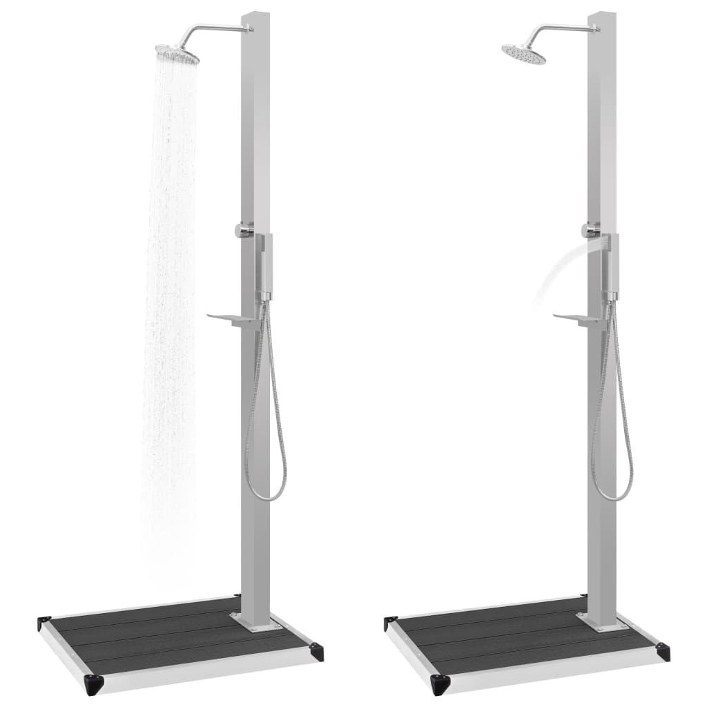 Outdoor Shower with Tray WPC Stainless Steel