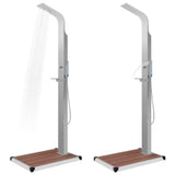 Outdoor Shower with Tray WPC Stainless Steel - Side View