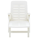 Folding Sun Lounger Plastic White - Front View