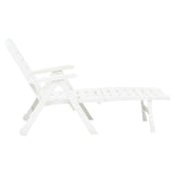 Folding Sun Lounger Plastic White - 45-Degree Angle