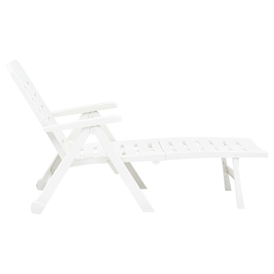 Folding Sun Lounger Plastic White