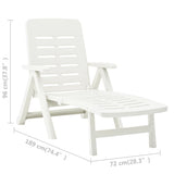 Folding Sun Lounger Plastic White - Extra Image