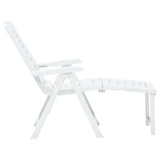 Folding Sun Lounger Plastic White - Side View