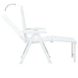 Folding Sun Lounger Plastic White - Top-Down View