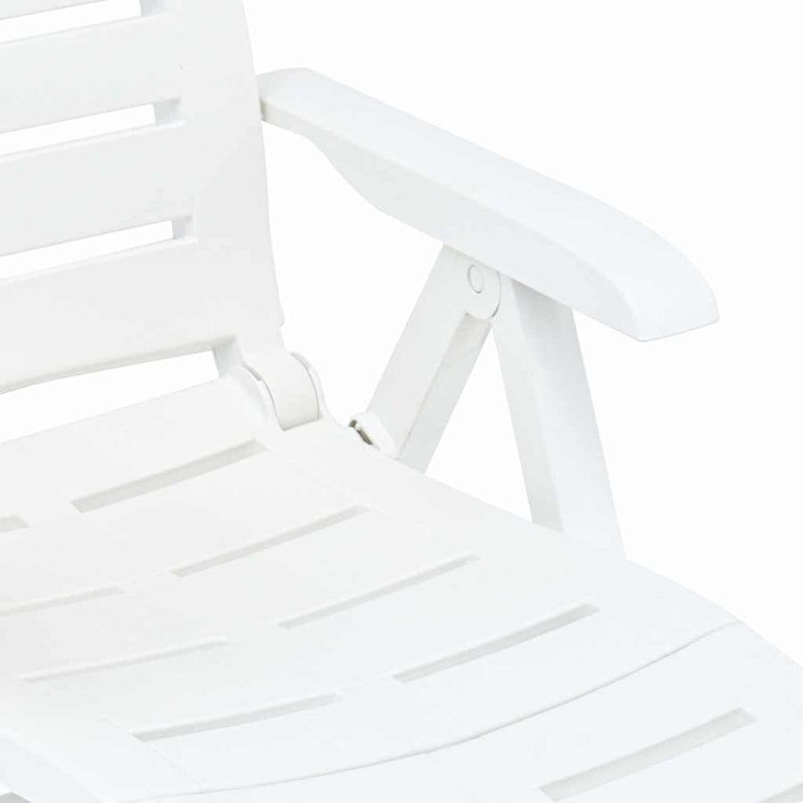 Folding Sun Lounger Plastic White