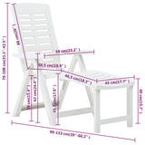 Folding Sun Lounger Plastic White - Low Angle