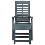 Folding Sun Lounger Plastic Green - Front View