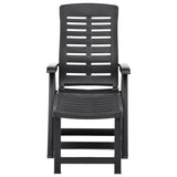 Folding Sun Lounger Plastic Anthracite - Front View