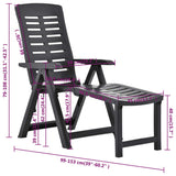Folding Sun Lounger Plastic Anthracite - Low Angle