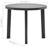 Garden Table Anthracite 89 cm Plastic - Rear View