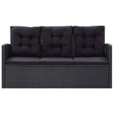 6 Piece Garden Lounge Set with Cushions Poly Rattan Black - Side View