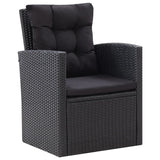6 Piece Garden Lounge Set with Cushions Poly Rattan Black - Rear View