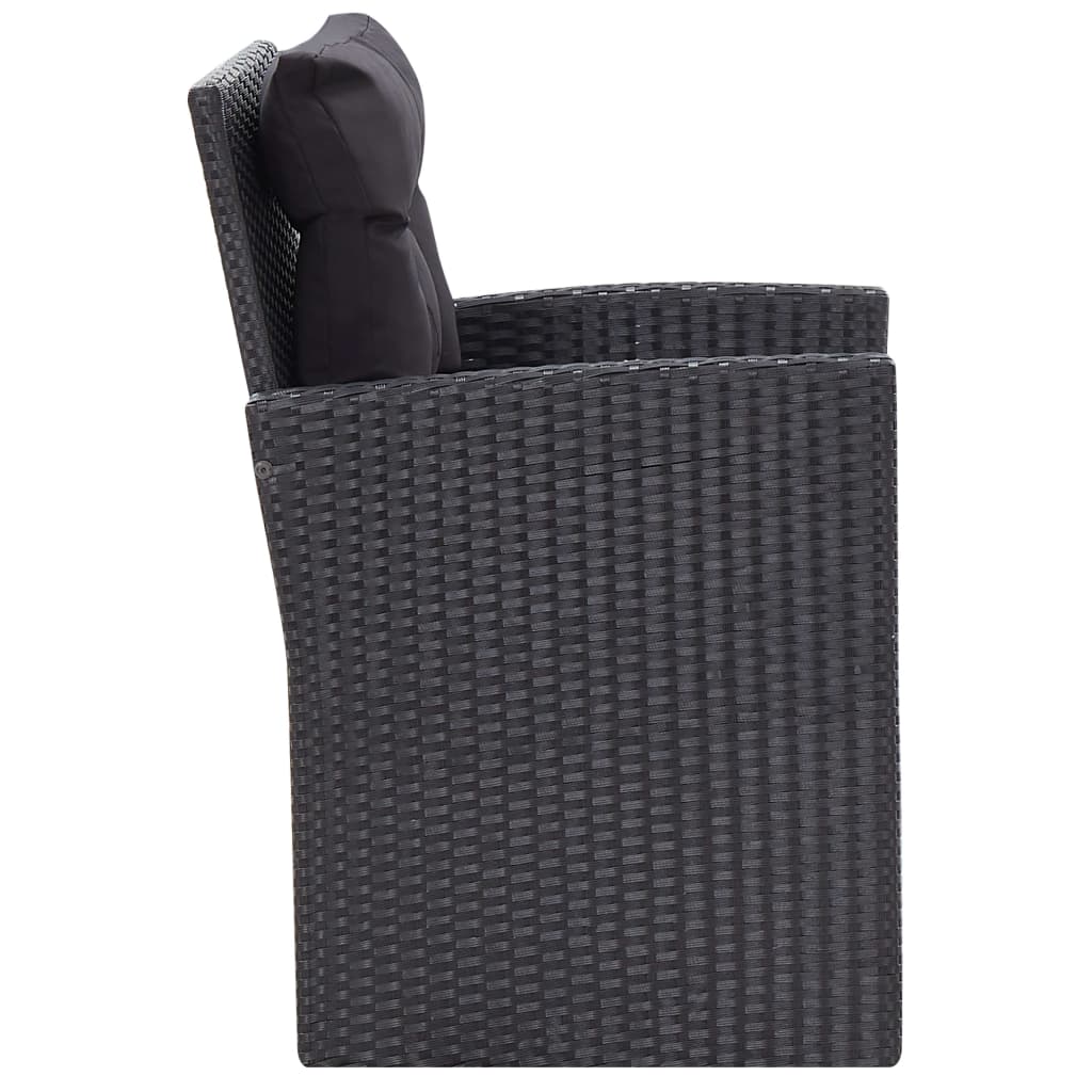 6 Piece Garden Lounge Set with Cushions Poly Rattan Black
