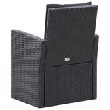 6 Piece Garden Lounge Set with Cushions Poly Rattan Black - Low Angle