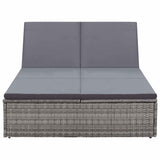 Double Sun Lounger with Cushion Poly Rattan Grey - Top-Down View