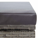 Double Sun Lounger with Cushion Poly Rattan Grey - Low Angle