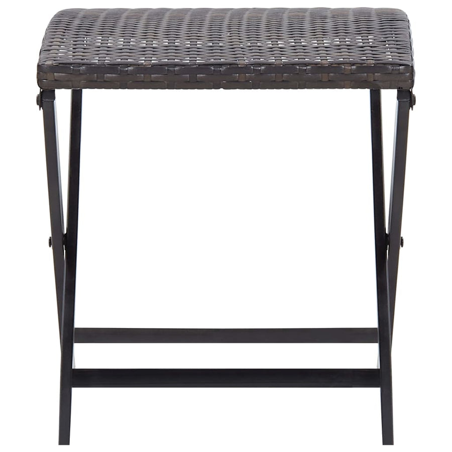 Folding Stool Poly Rattan Brown