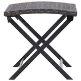 Folding Stool Poly Rattan Brown - Side View
